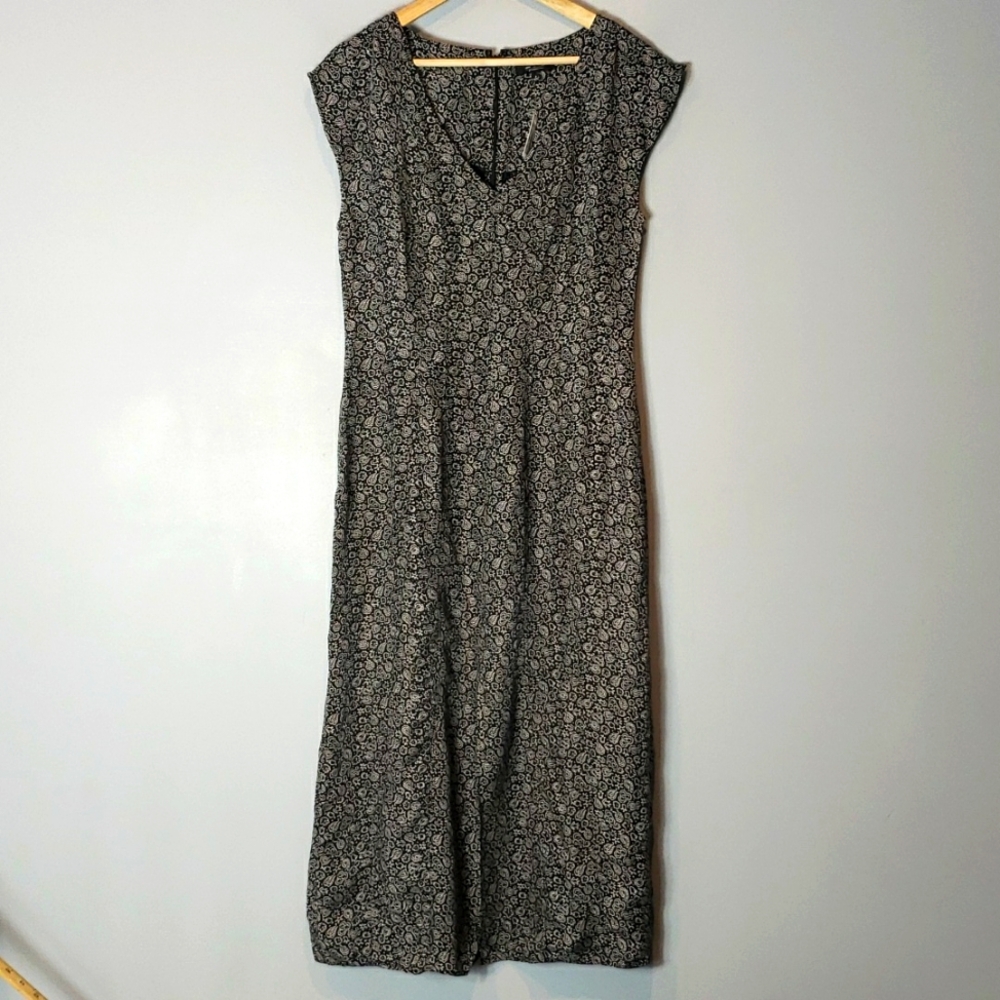 Madewell Cap-Sleeve V-Neck Midi Dress in Floral Cupro-Blend Size 8